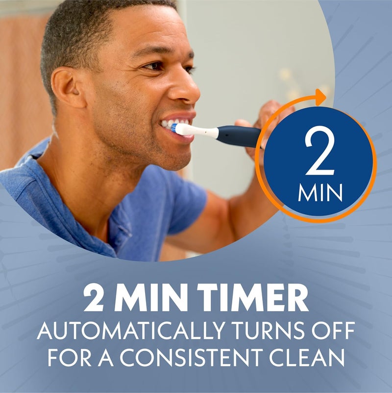 Spin Brush Smart Clean Battery Powered Electric Toothbrush for Adults with Dual Action Head, Pacer & Timer, Midnight Blue, Soft Bristles, 1 Count - Image 2